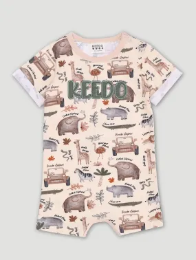 Baby Boys All Over Print Safari Short Sleeve Basic Romper