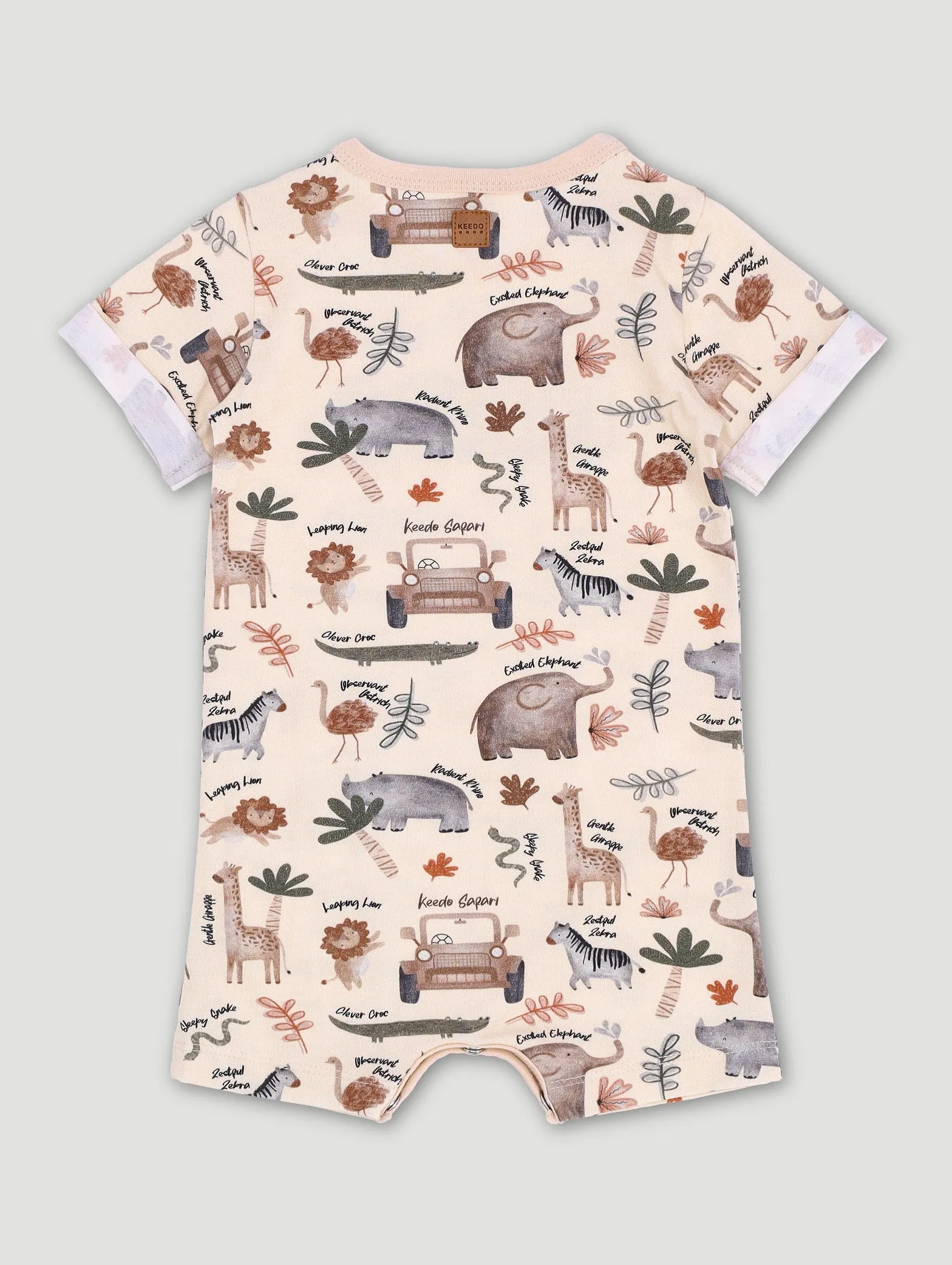 Baby Boys All Over Print Safari Short Sleeve Basic Romper