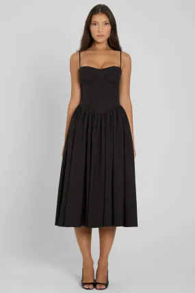 Ballerina Bustier Midi Dress - Black