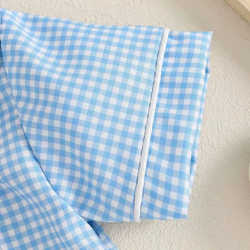 Blue Plaid Collar Easter Baby Romper