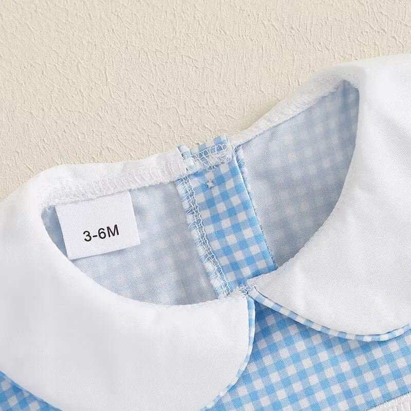 Blue Plaid Collar Easter Baby Romper