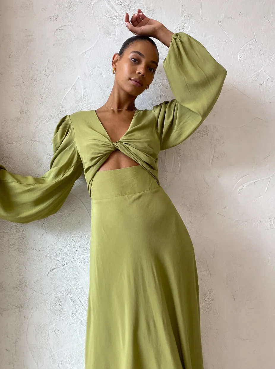 By Johnny Emily Twist Midi Dress in Sea Green
