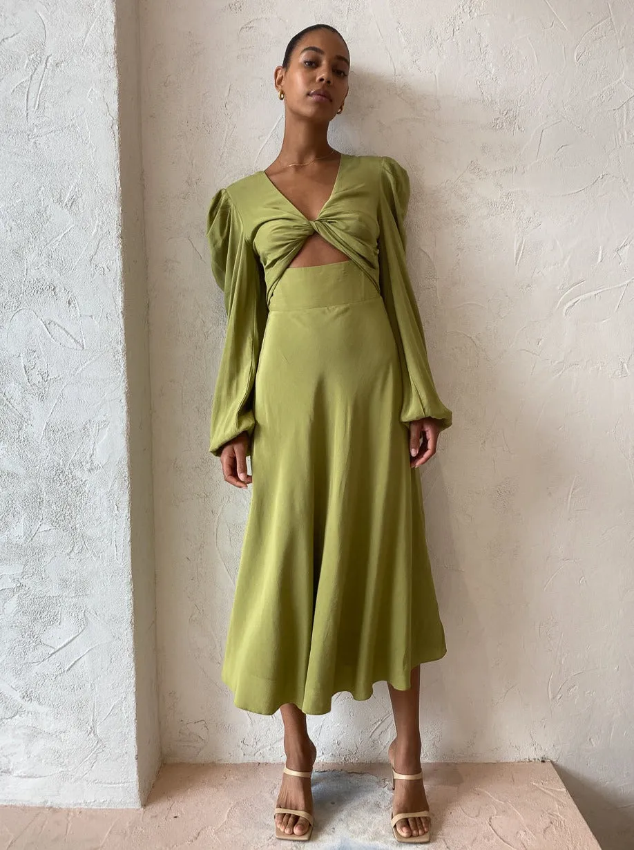 By Johnny Emily Twist Midi Dress in Sea Green