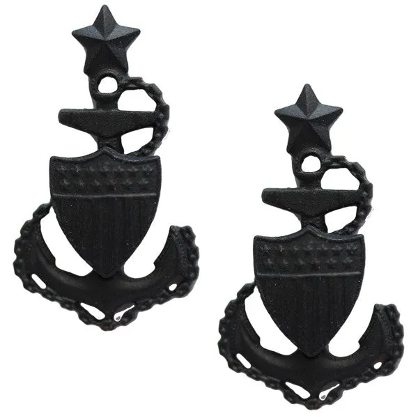 Coast Guard Collar Device: E8 CPO: Senior - black metal