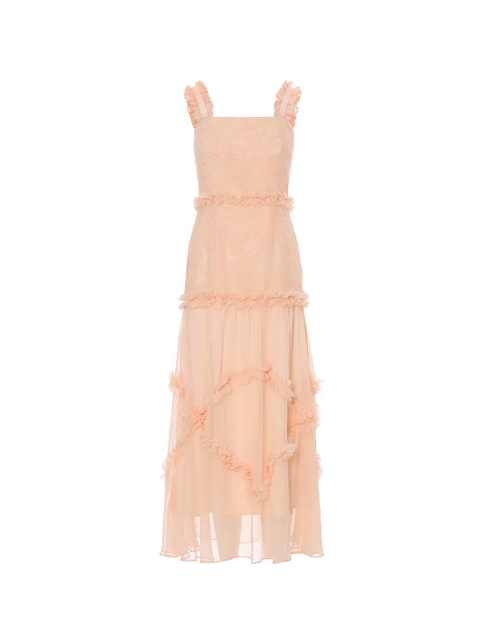 Coral tiered long dress