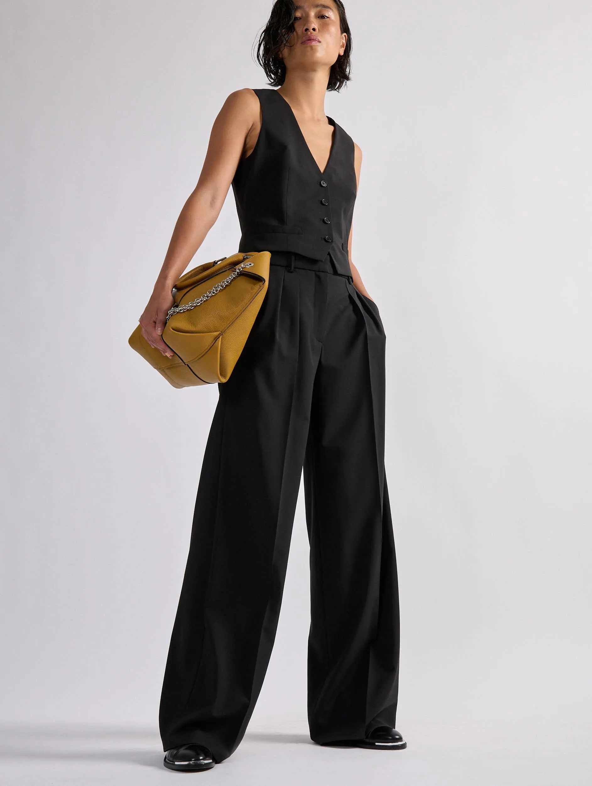Gilet de costume en toile de laine noir