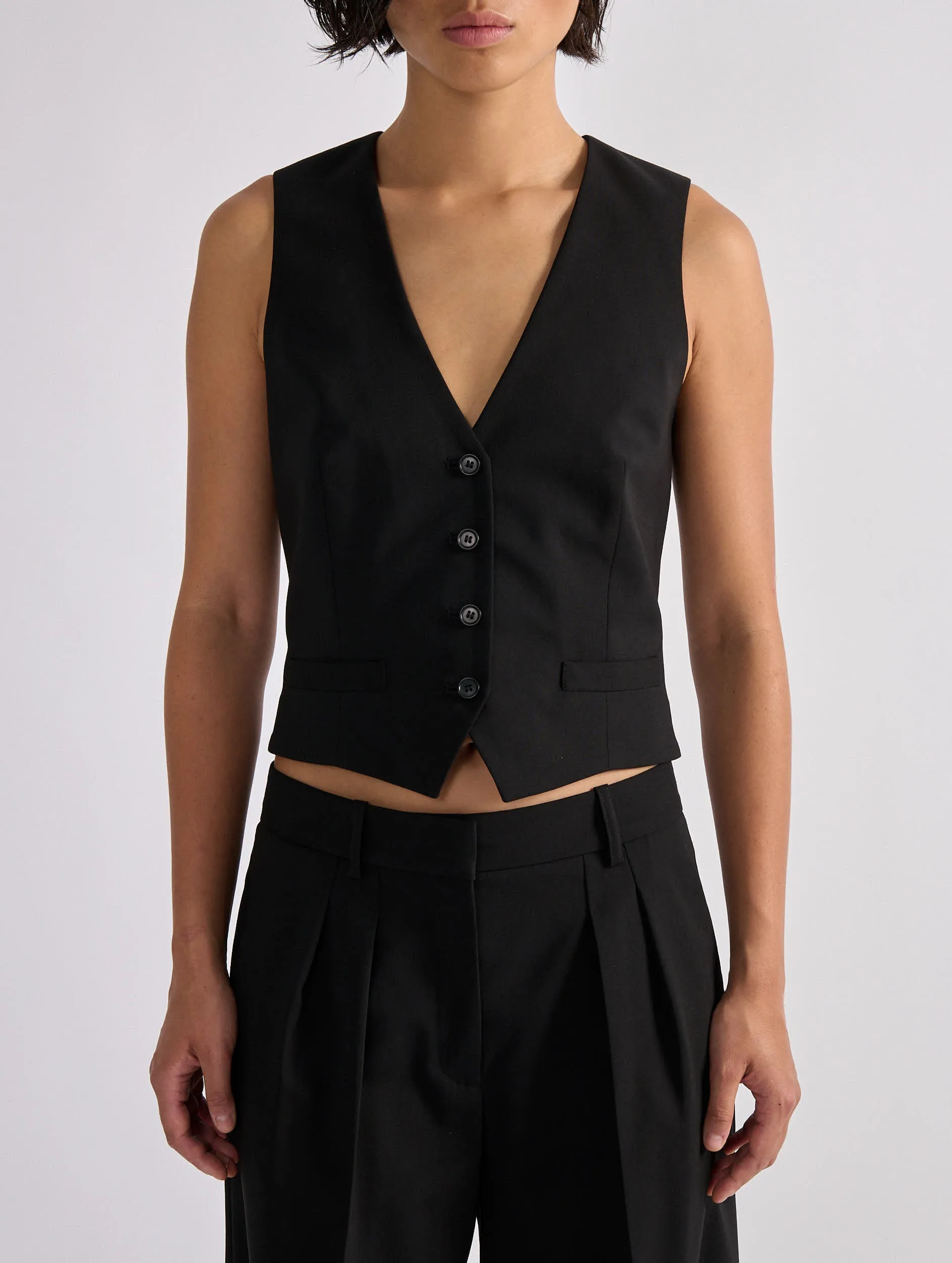 Gilet de costume en toile de laine noir