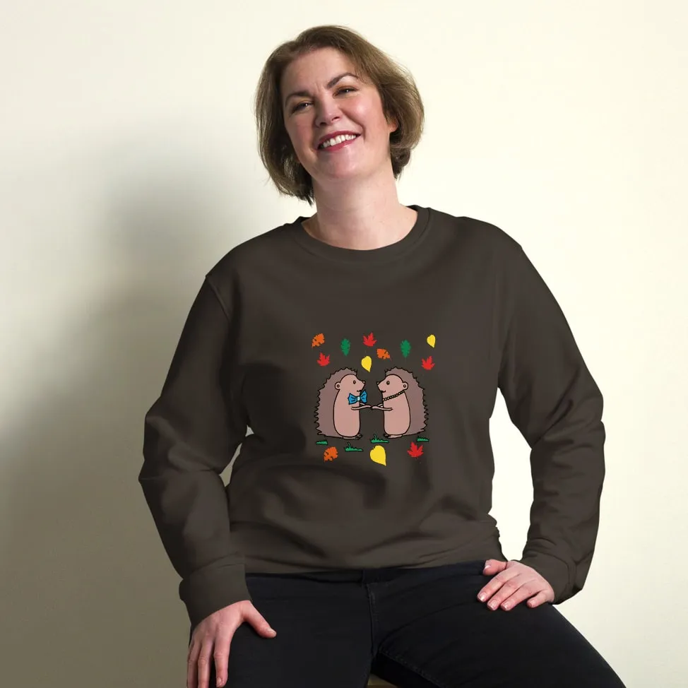 Hedgehog Hugs Organic Cotton Women Sweatshirt (Green, Blue, Brown)