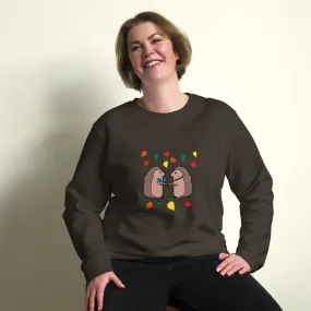 Hedgehog Hugs Organic Cotton Women Sweatshirt (Green, Blue, Brown)