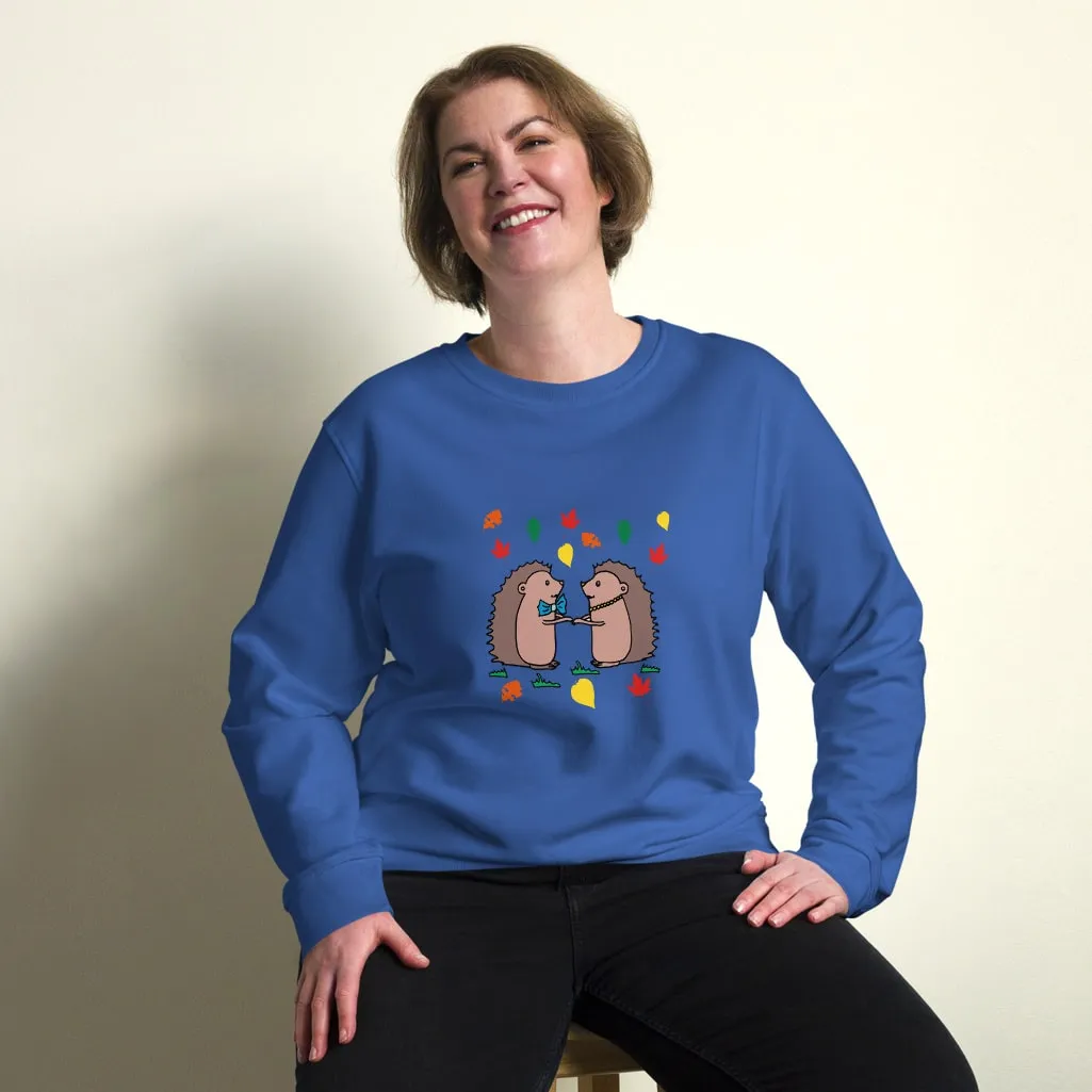 Hedgehog Hugs Organic Cotton Women Sweatshirt (Green, Blue, Brown)