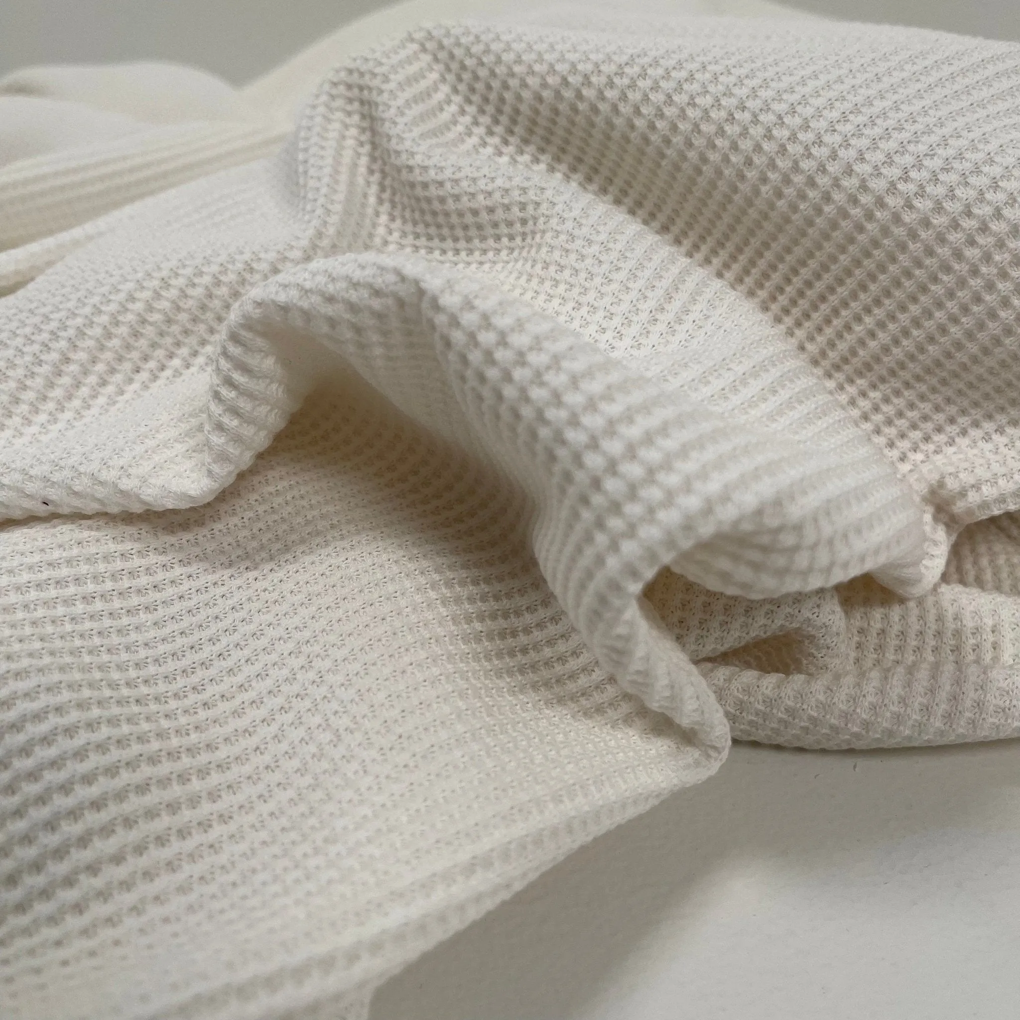 Hemp Organic Cotton Waffle  / Thermal - Natural White 300 gsm (wide)