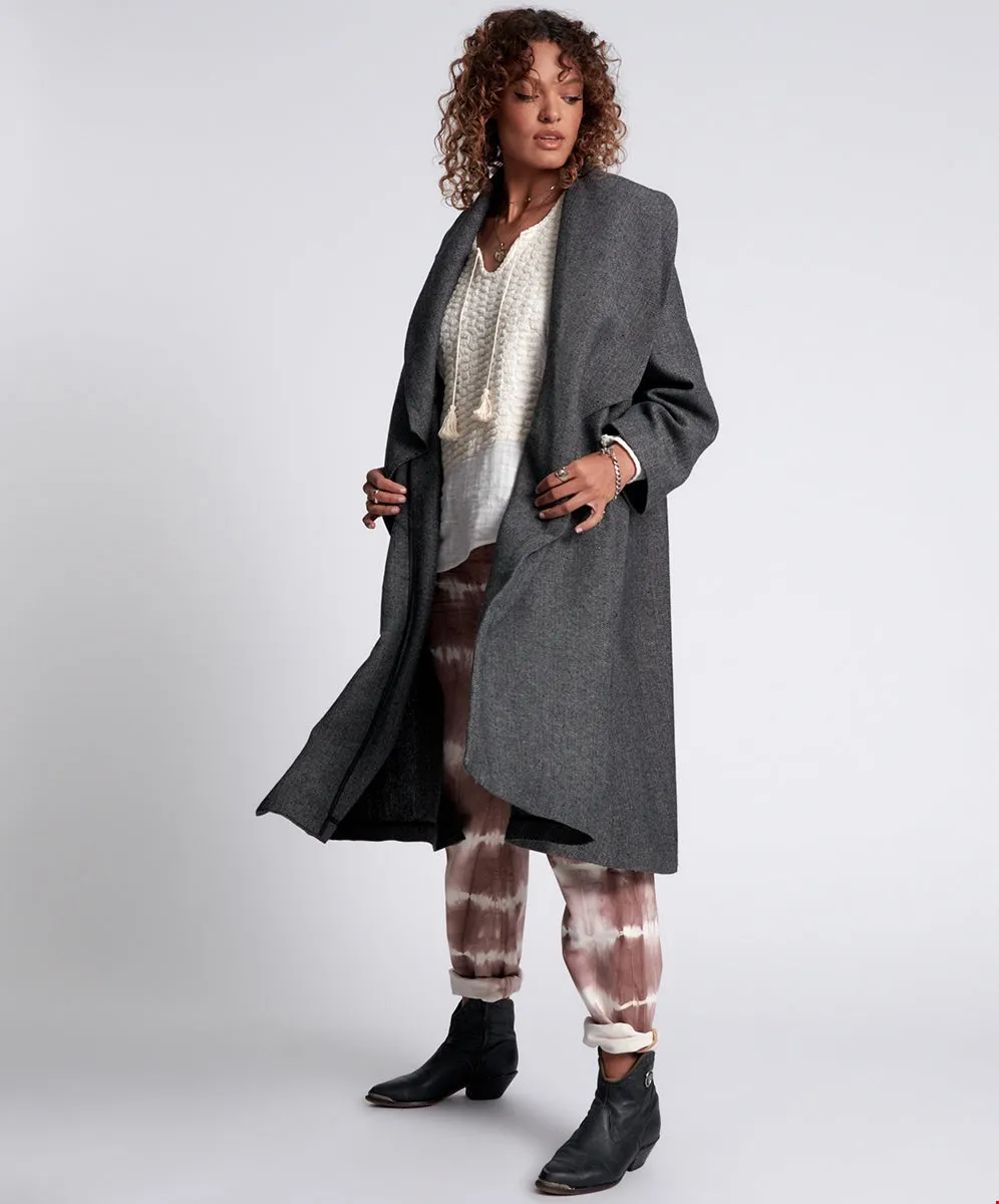 Herringbone Blanket Coat- Grey