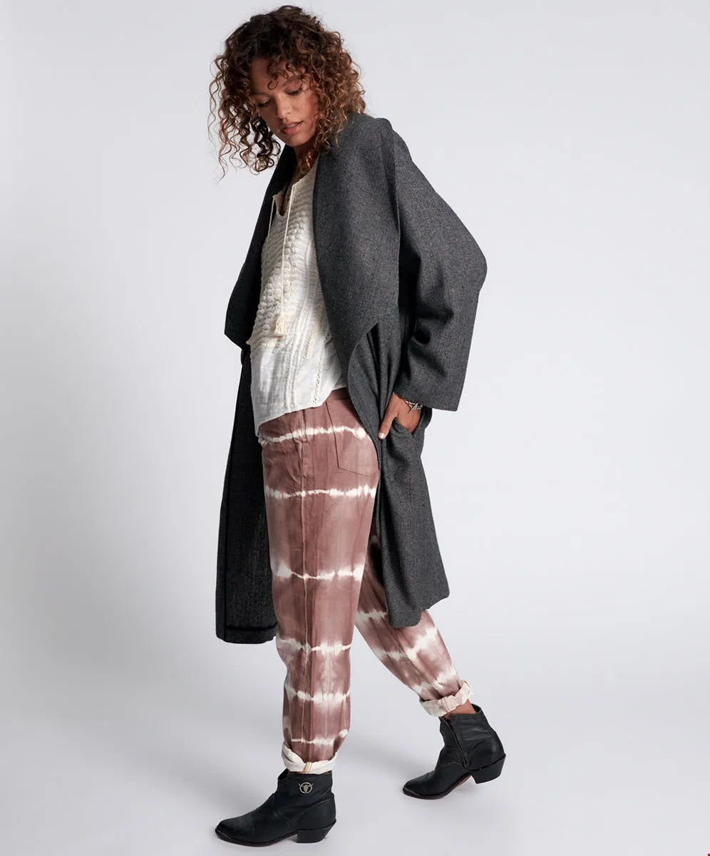 Herringbone Blanket Coat- Grey