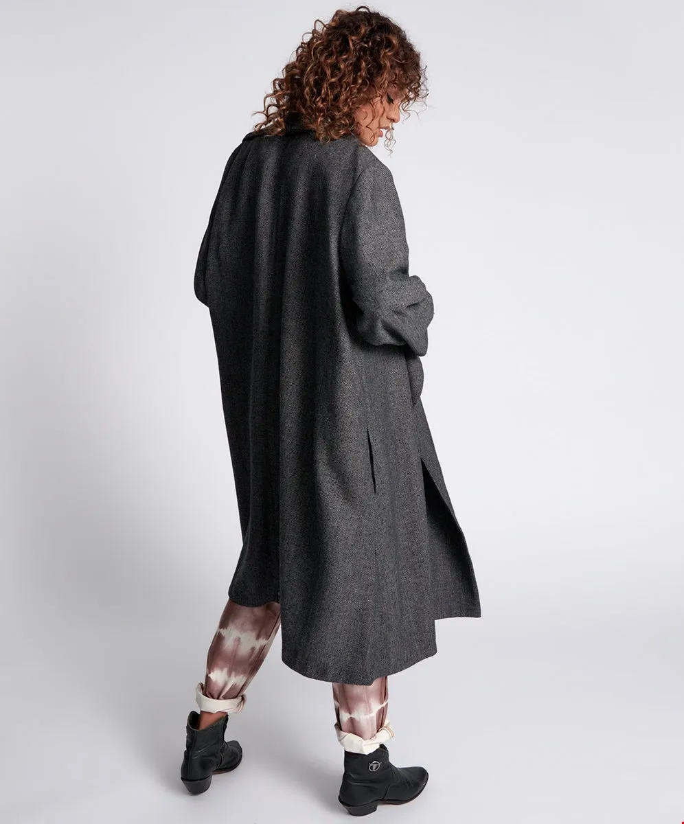 Herringbone Blanket Coat- Grey