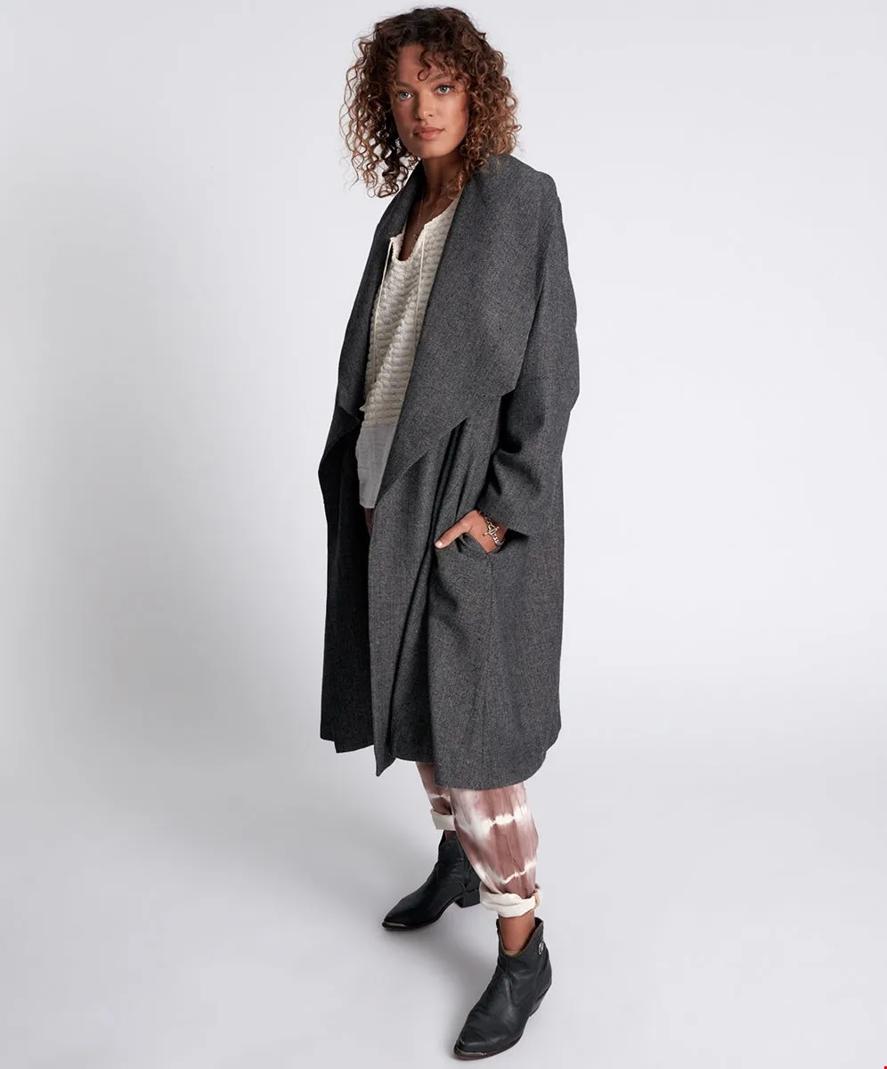 Herringbone Blanket Coat- Grey