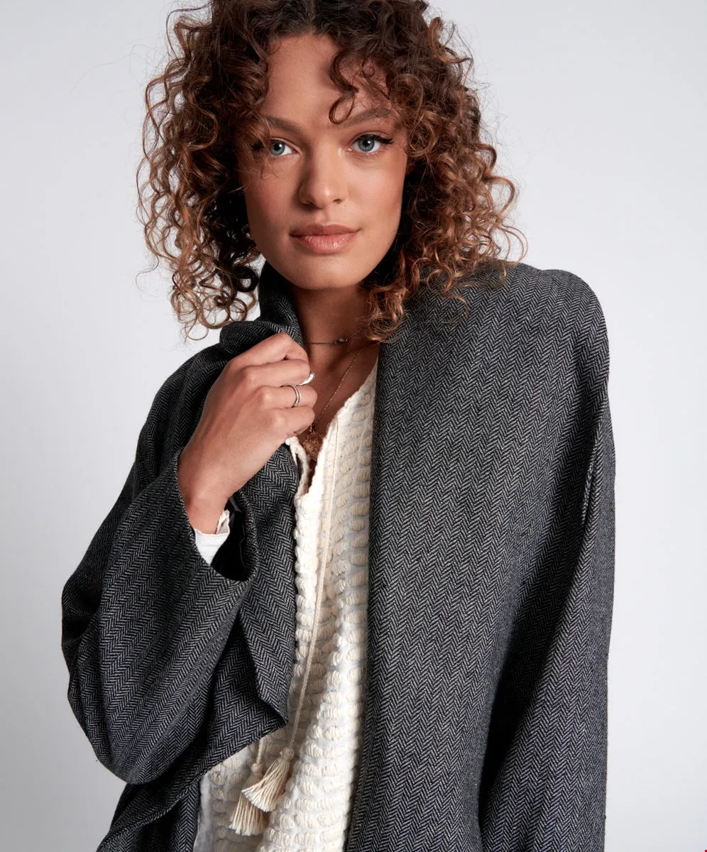 Herringbone Blanket Coat- Grey