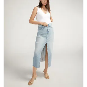 Light Blue Front Slit Denim Skirt