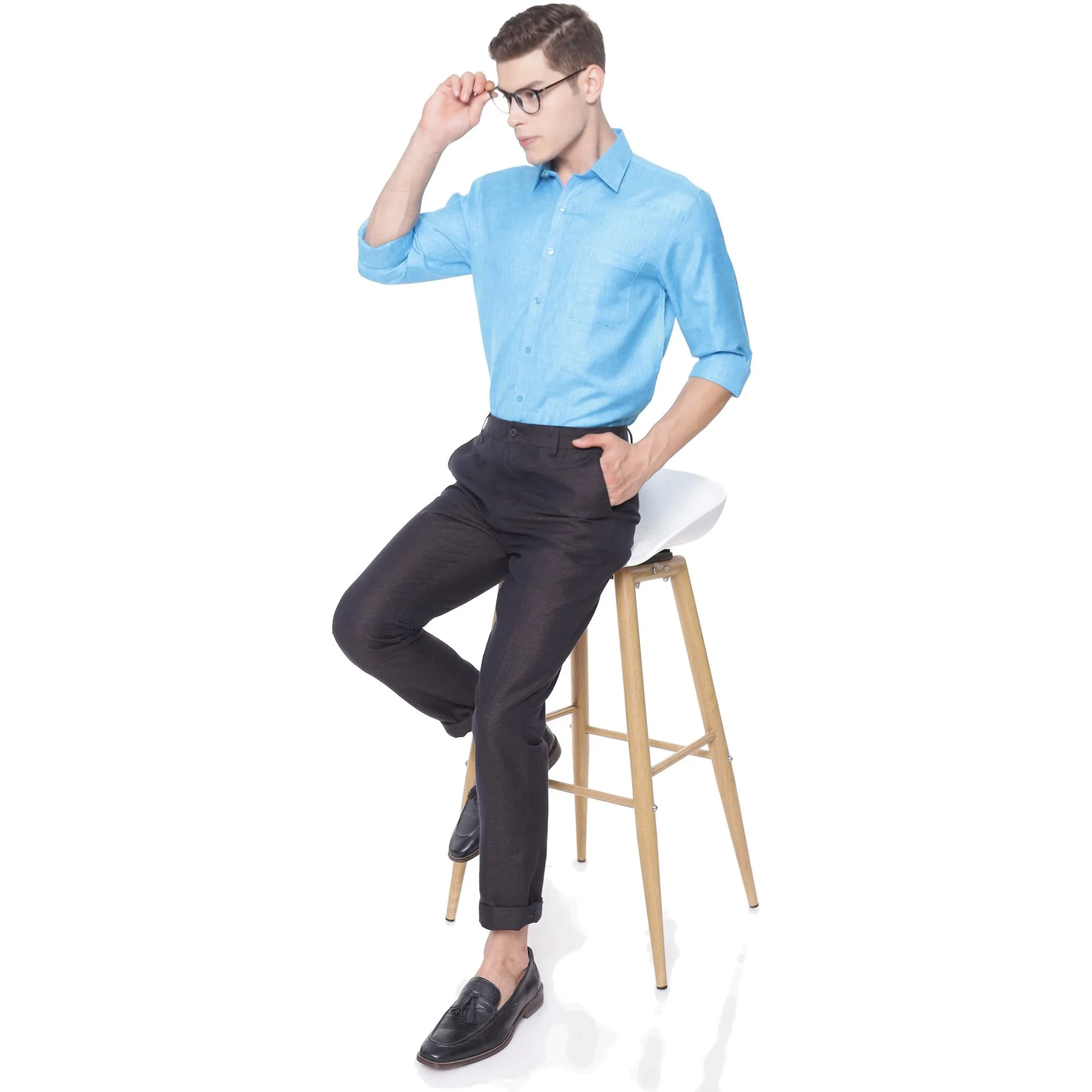 Mens Linen Cotton Pant Black Sandal