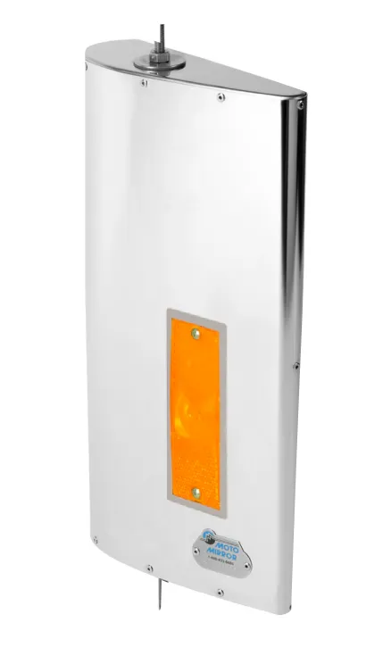 MotoMirror Aero Style Heated & Motorized Truck Mirror - Driver Side with Light, No Harness – Stainless Steel PN L8-6401