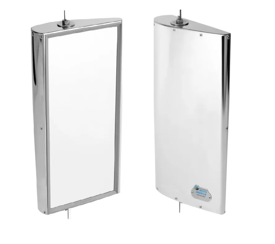 MotoMirror Aero Style Motorized Driver & Passenger Truck Mirrors with Switch & Harness - Deluxe Kit – Stainless Steel PN 8-2386