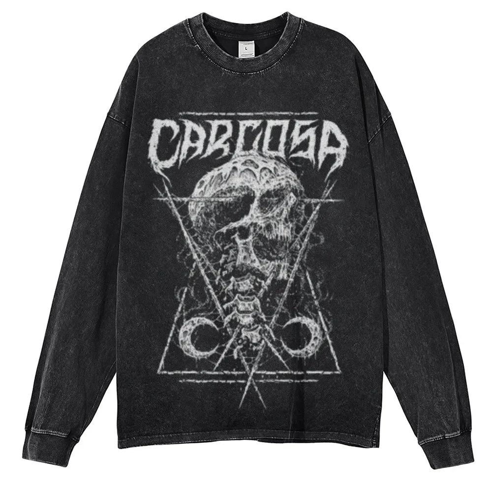 Oversized Vintage Washed Gothic Grunge Defame Graphic Sweatshirt