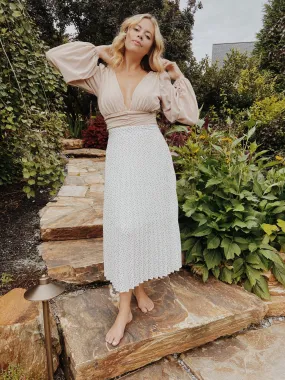 PERFECT PLEATED MIDI SKIRT - BLACK DOT