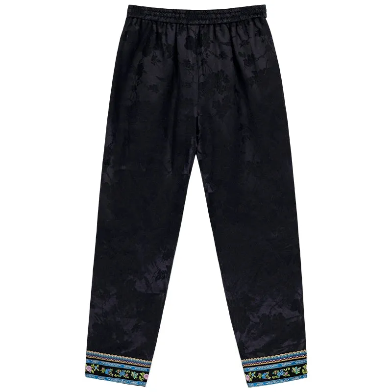(Presale) Fuguang Xiying 浮光曦影 Floating Shadows 1910s Arrow Leg Brocade Trim Mid Waist Pants