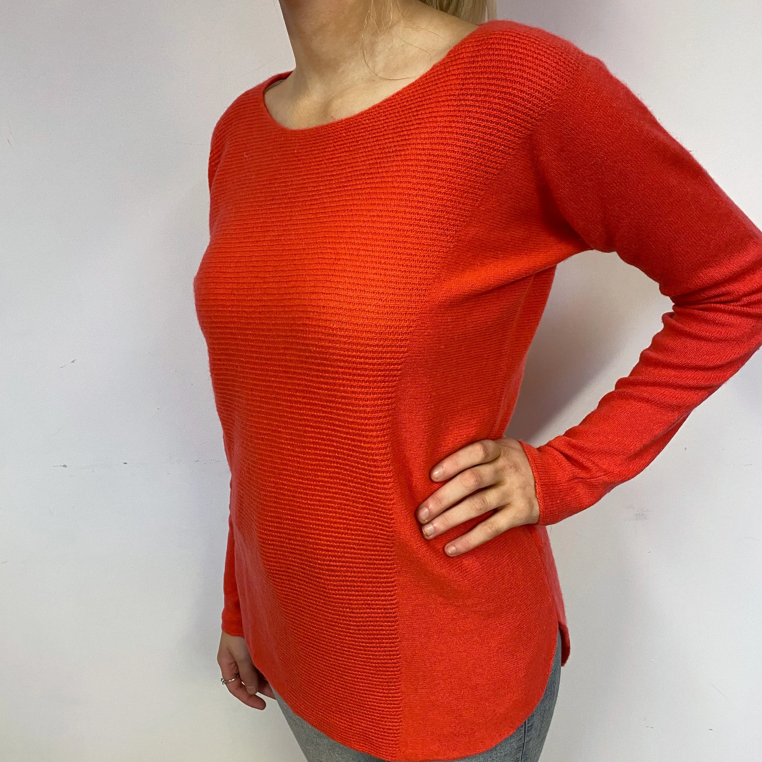 Vermillion Orange Cashmere Crew Neck Jumper Small