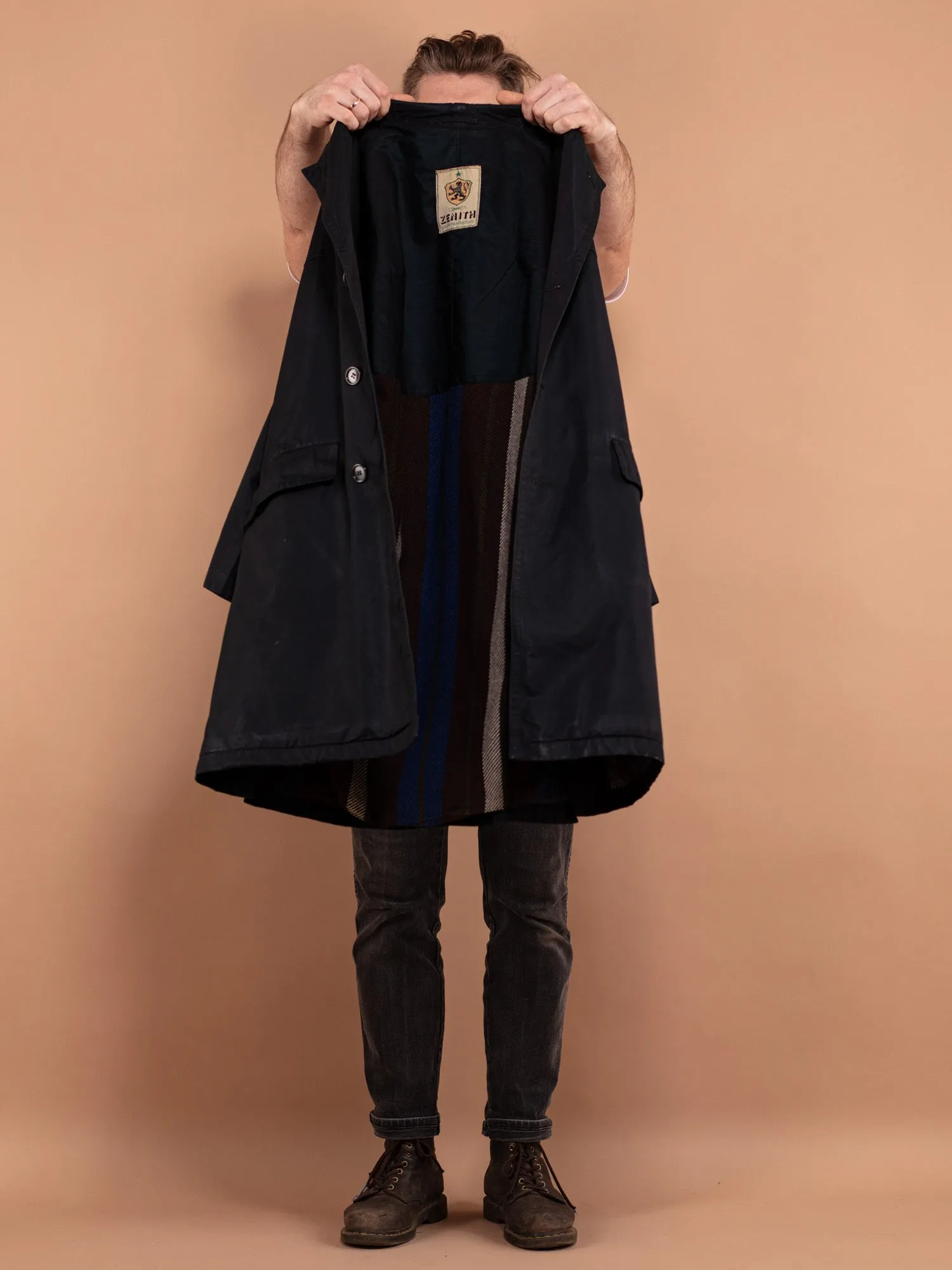 Vintage 70's Men Mac Coat in Blue