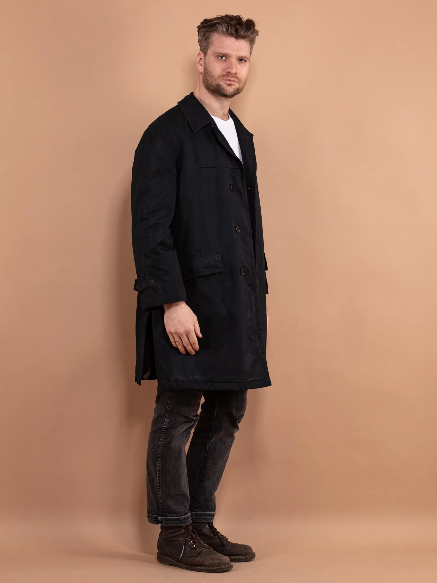 Vintage 70's Men Mac Coat in Blue