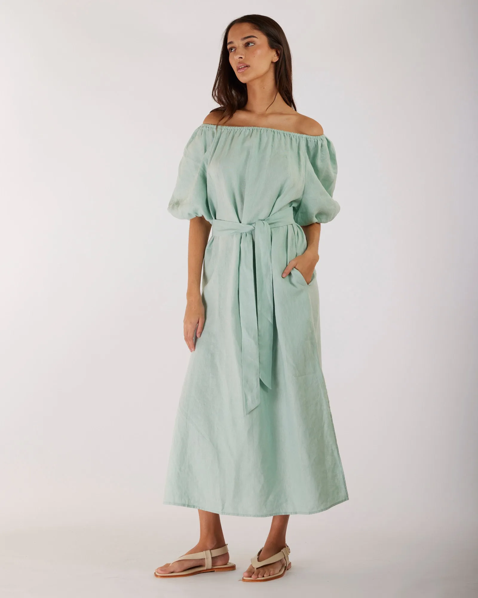 Wren Linen Maxi Dress - Seafoam